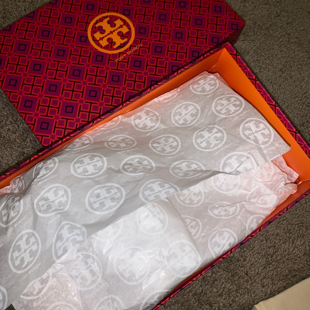 Empty original Tory Burch box with dust cloth